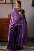 Fatima Purple Embroidered Kurta And Frill Sharara With Dupatta
